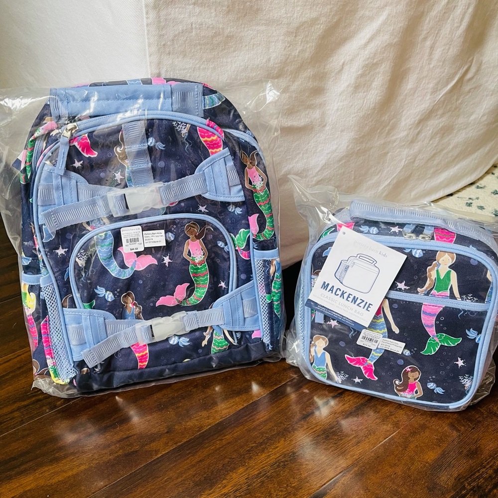Pottery barn mernaid backpack and lunbox - Picture 1 of 12